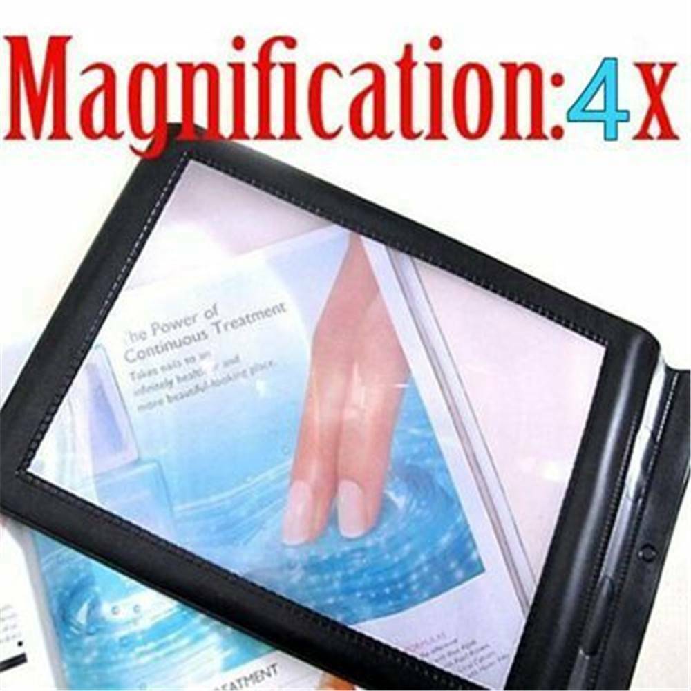 Big Size A4 Flat PVC Magnifier Sheet X4 Book Page Magnifying Reading Glass Lens~