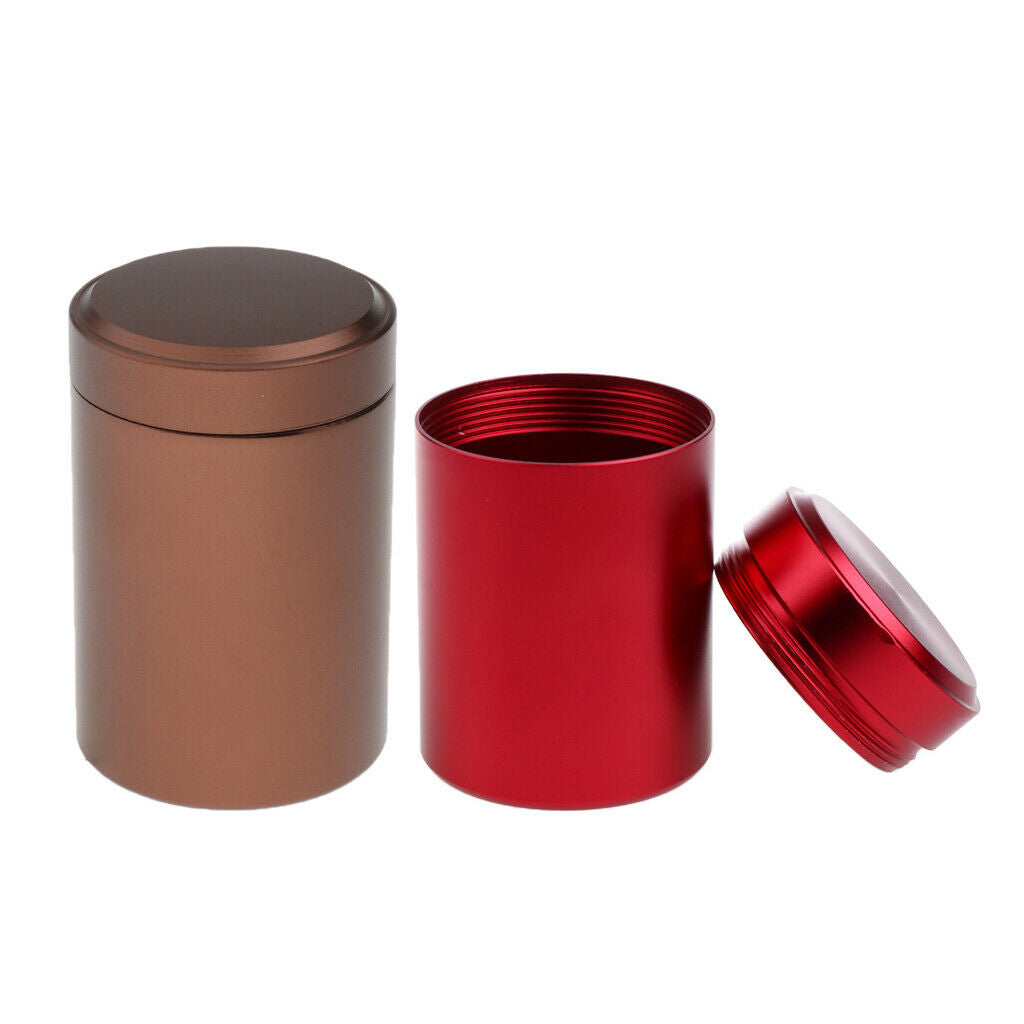 Pack of 2 Small Aluminum Tin Canisters with Airtight Lid for Tea Leaf Sugar