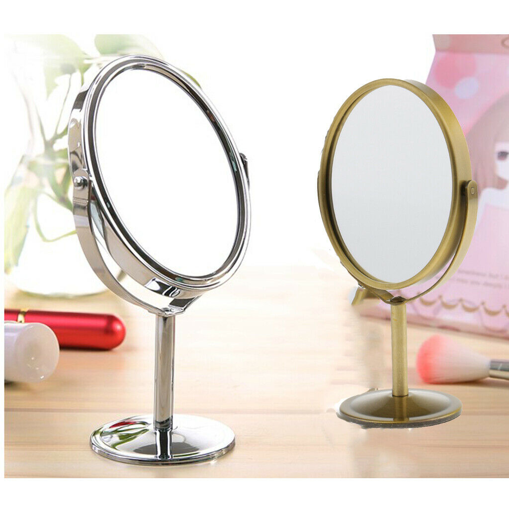 2 lot Double Sided Oval Normal Makeup Cosmetic Shaving Mirror w/ Metal Frame
