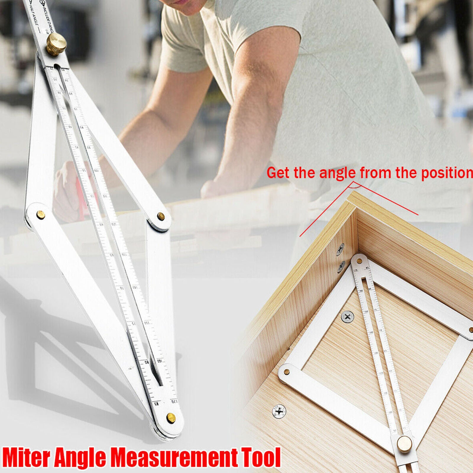 Miter Angle Measuring Tool Ruler Protractor Multi-Angle Frame Woodworking Tools