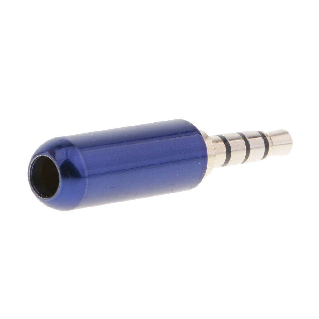 2X 3.5mm 4 Pole Male Repair Headphone Microphone Jack Plug Metal Soldering Blue