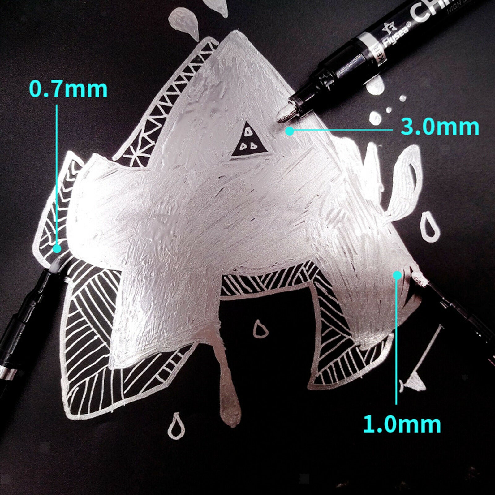 Liquid Chrome Marker Paint Pen Oil-Based Permanent for Metal Glass Plastic