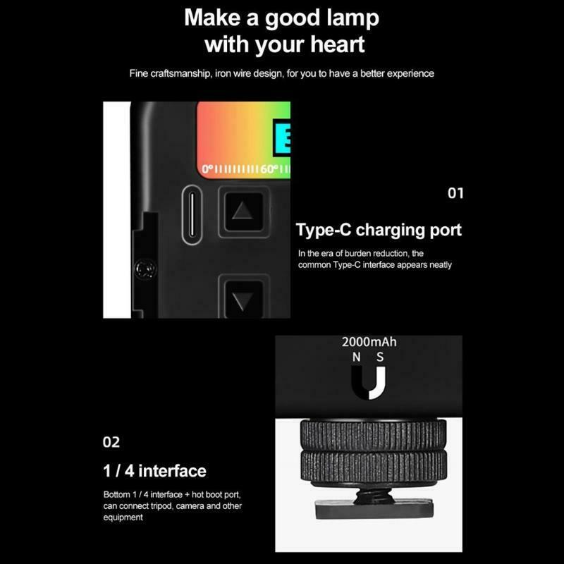 N69 Mini RGB LED Video Light Photography Lamp 360Â° Full Color Adjust, 2500-9000K