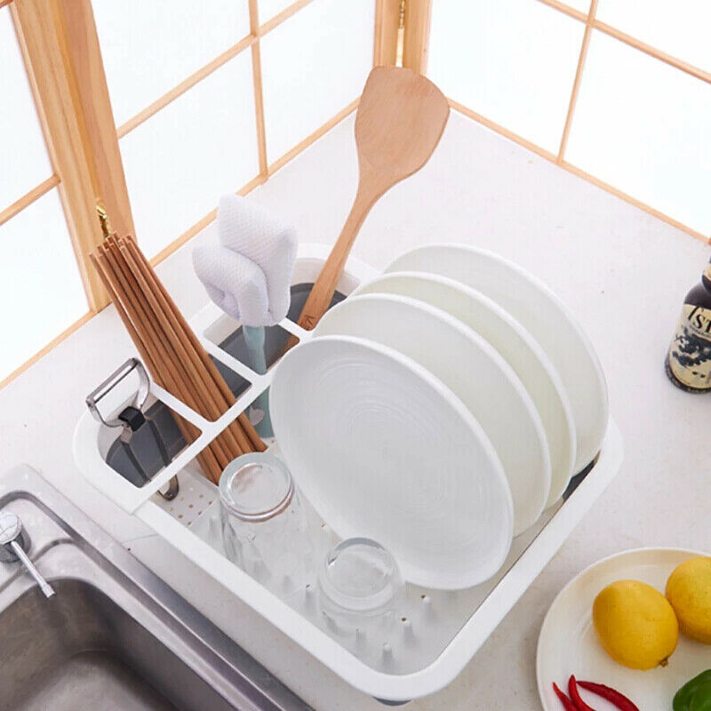 Foldable Dish Rack Kitchen Storage Holder Drainer Bowl Tableware Drying RackBDA