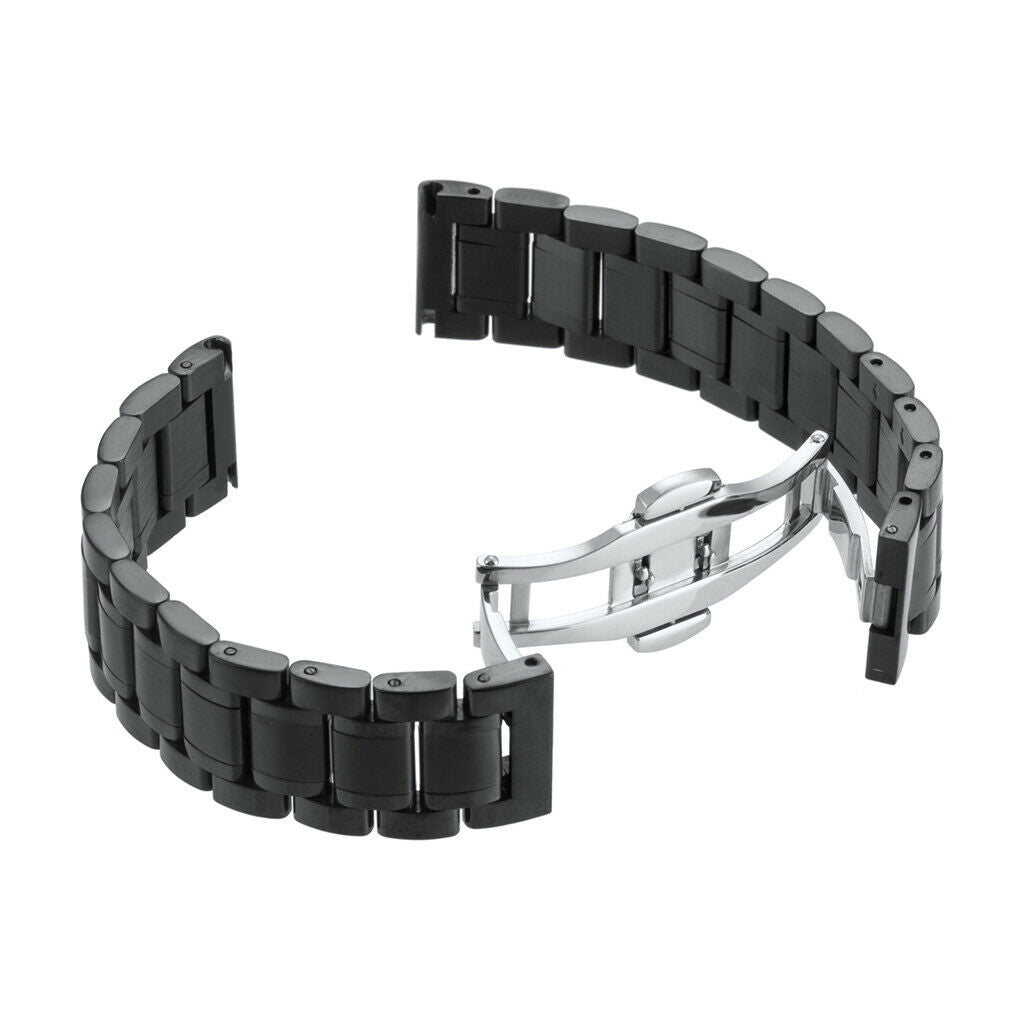Stainless Steel Wristband Butterfly Closure For   Honor S1 Watch Black