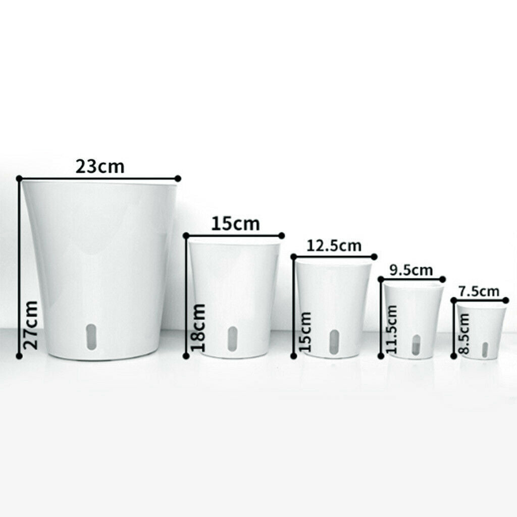 Set of 2 Self Watering Planter Large Planter Gardening Flowers Pots White