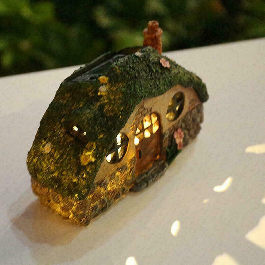 Solar Powered LED Lawn Yard Light Decor Fairy House Statue Outdoor Garden Decor