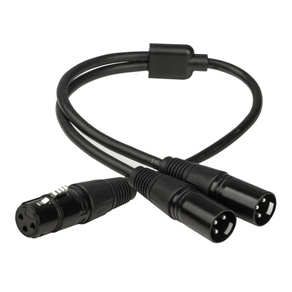 New 3Pin XLR Female Jack to Dual 2 Male Plug Y Splitter Cable Adaptor Cord