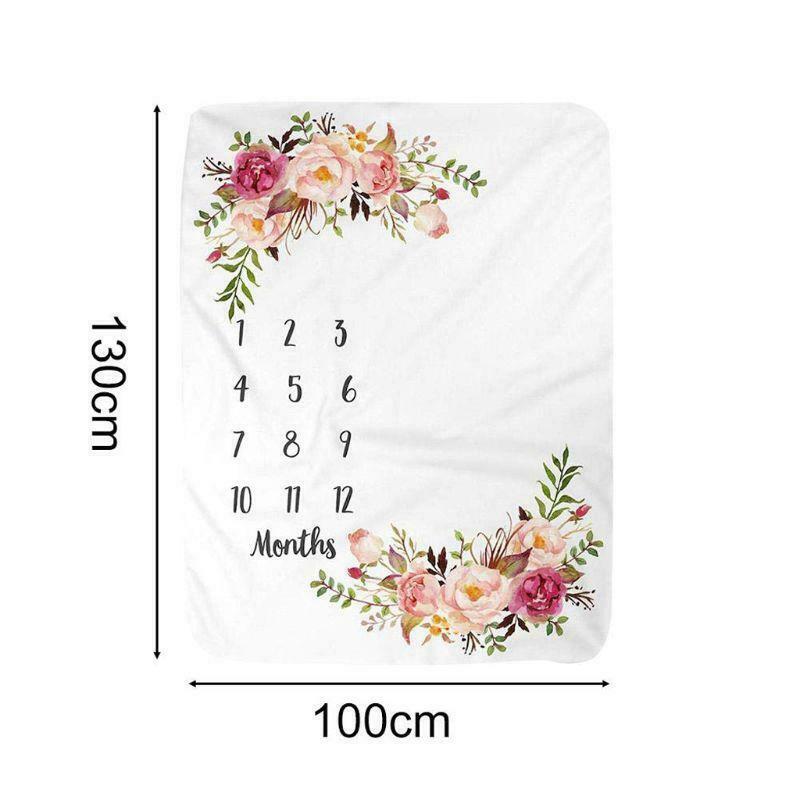 Baby Milestone Blanket Flannel Newborn Photo Prop Backdrop with Monthly Growth