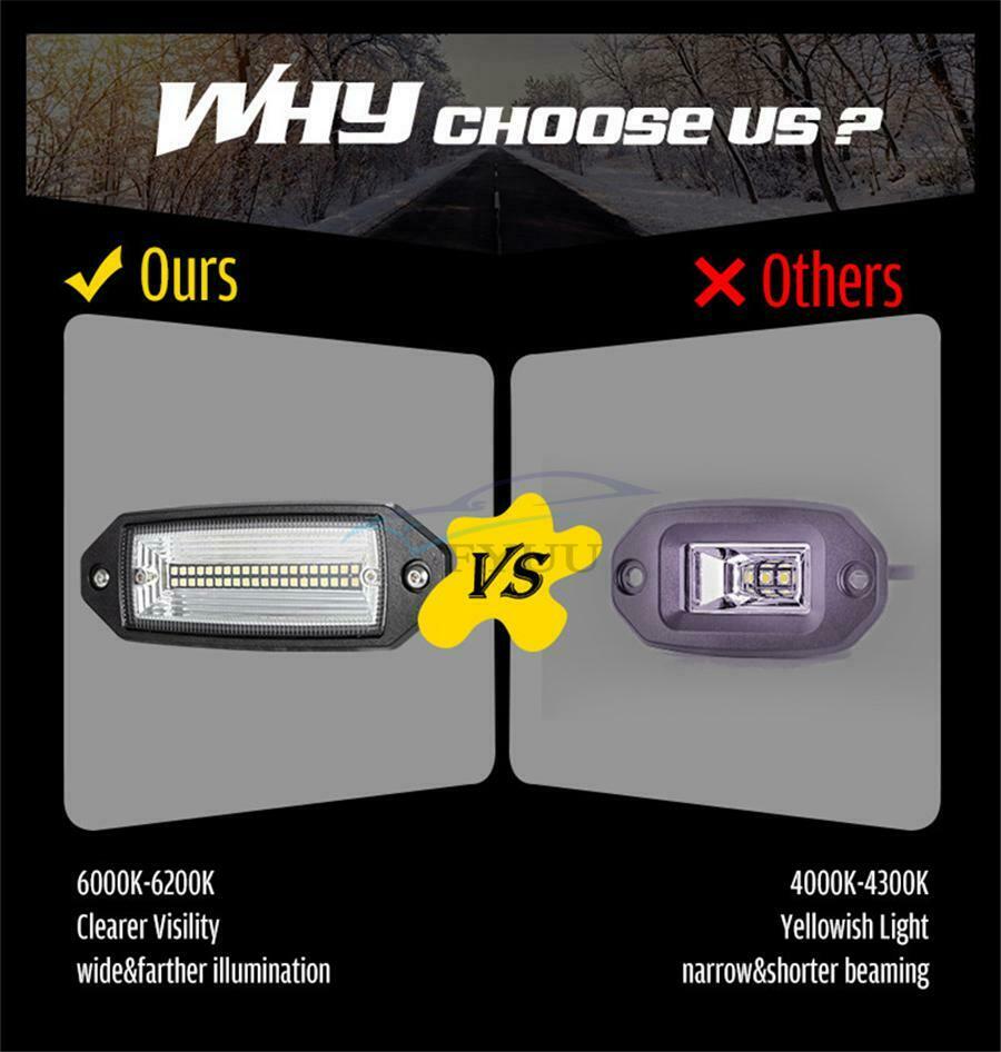 96W 9600LM 4'' Recessed Installation Floodlight Driving Off-road LED Light Bar