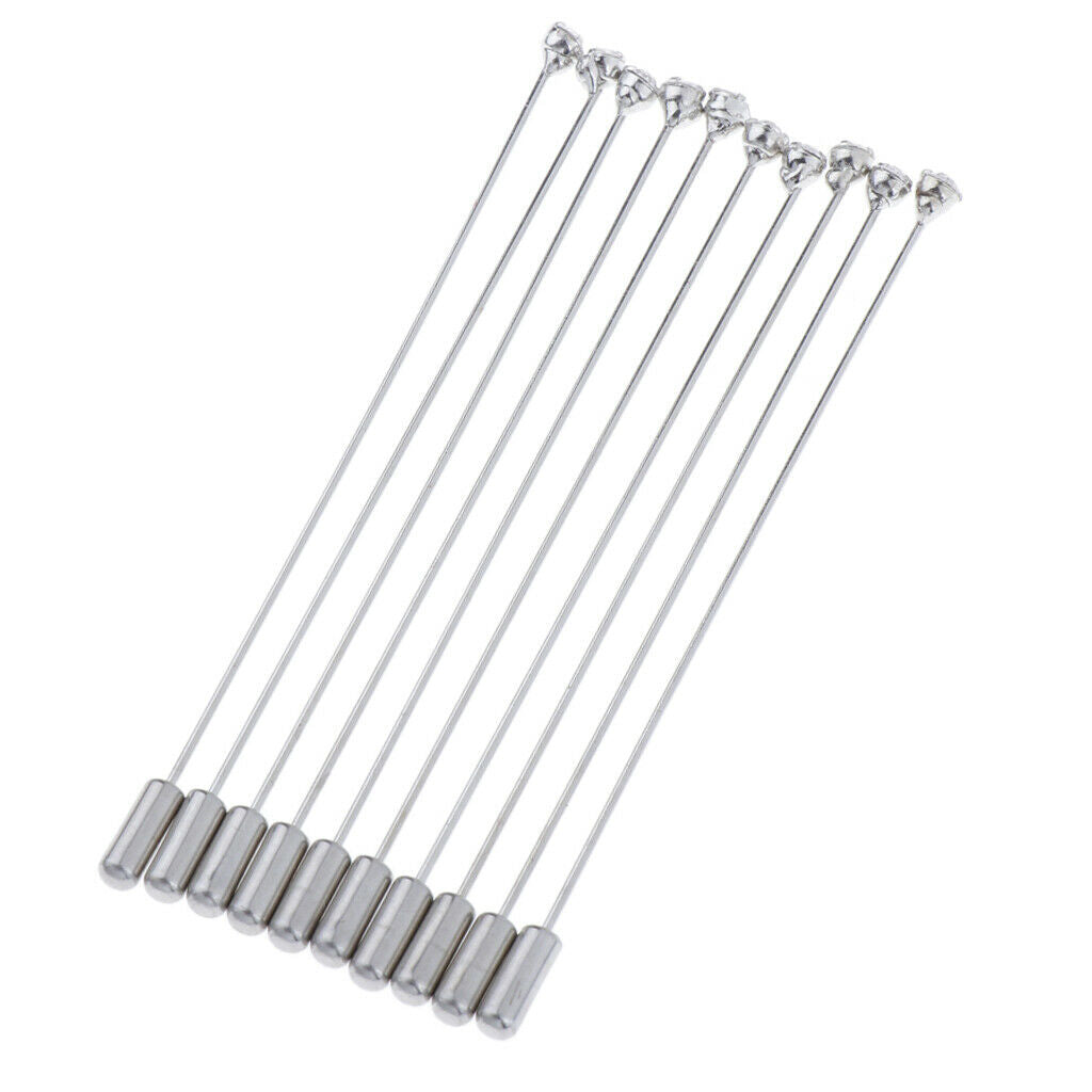10pcs Diamante Brooch Collar Stick Breastpin Lapel Pin Suit Dress Accessory