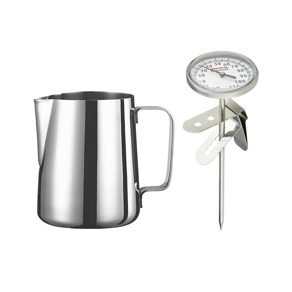 1 Set of Frothing Milk Jug Garland Cup Thermometer