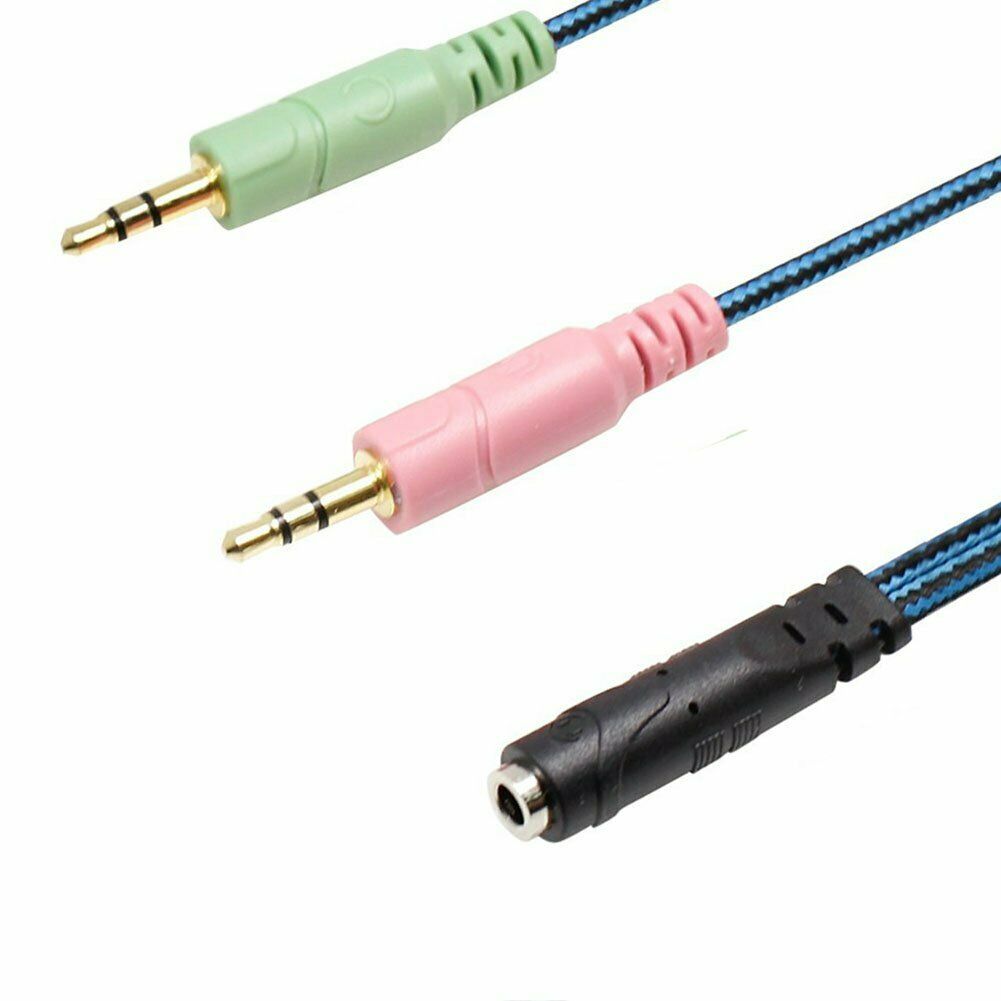 Gaming Headset to PC Adapter Splitter Cable Microphone and Headphone Jacks 2m
