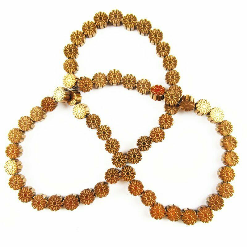 1Strand 6x3mm Carved Coffee Hematite Gear Pendant Loose Bead 15.5 inch A-375TS