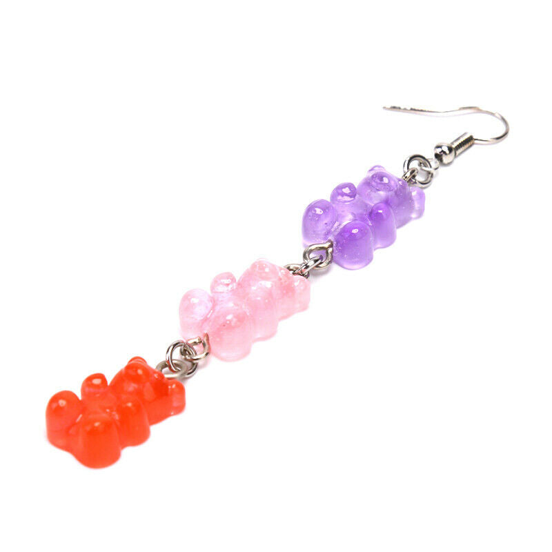 New Funny Colorful Cartoon Three Bear Animal Dangle Drop Earrings Jewelry.l8