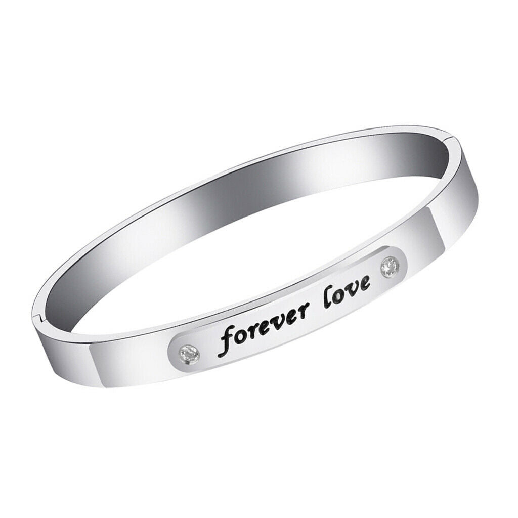 Fashion Titanium Steel Bracelet Simple Letter Stainless Steel Bracelet  8mm