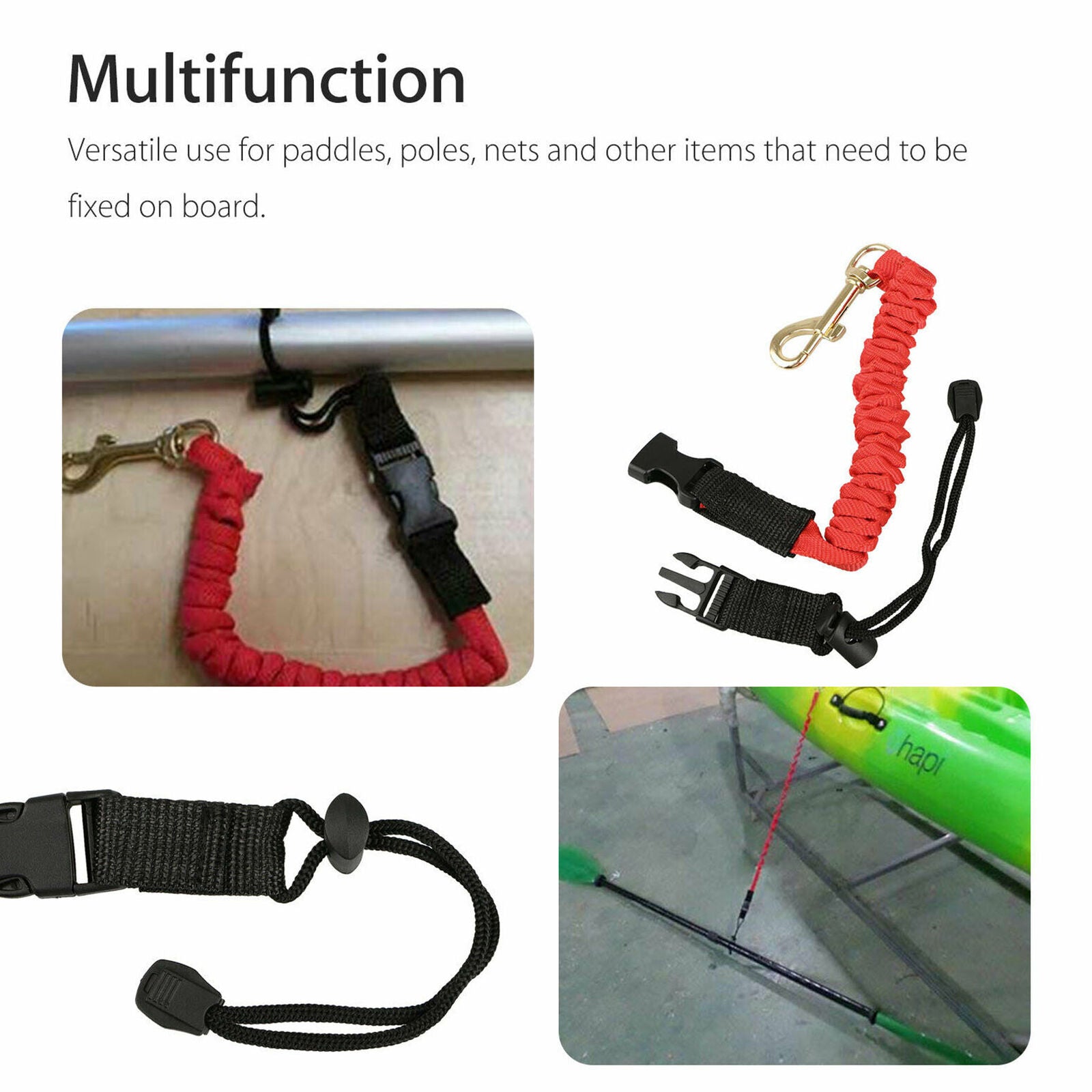 Elastic Coiled Paddle Leash Kayak Fishing Canoe Lanyard Safety Rod Cord Rope