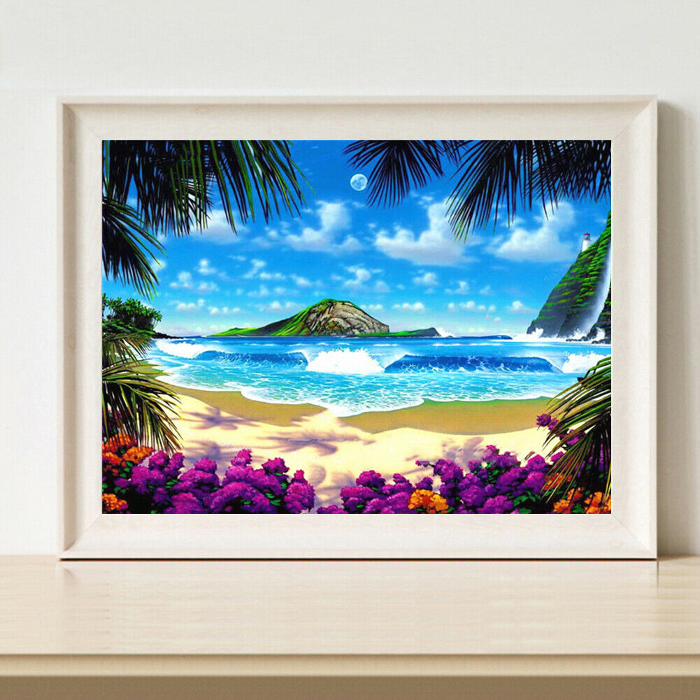 50 X 40cm 5D Rhinestone Full Square Drill DIY Sea Beach Diamond Painting @