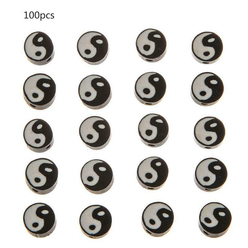 100 Pieces of Yin and Yang Clay Spacer Beads Suitable for Girls Jewelry Making