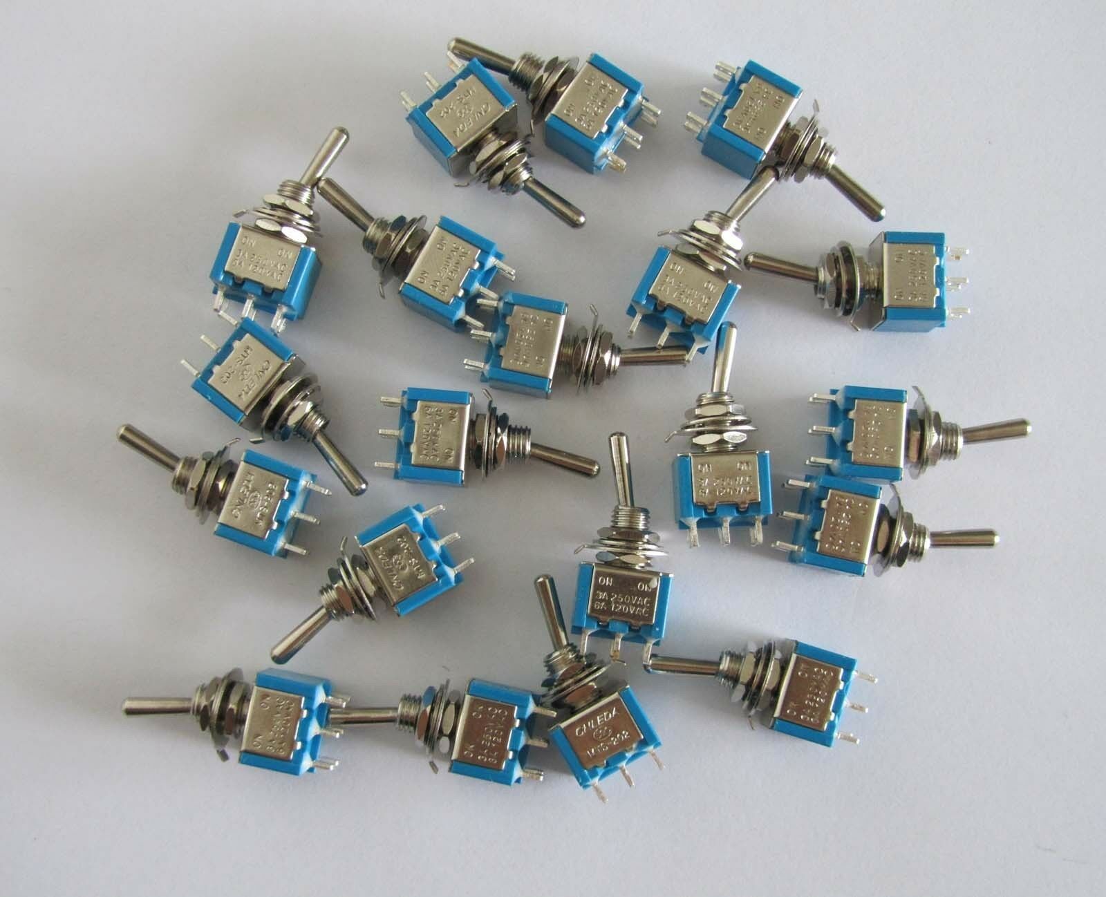 20x DPDT 6 PIN Guitar Mini Toggle Switch 2 Position ON-ON Car/Boat Switches
