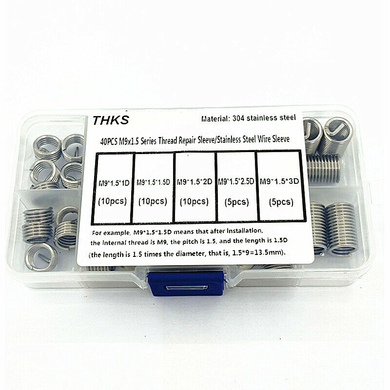 40Pcs Stainless Steel Threaded Repair Casing Threaded Sheath Wire Threaded Inser
