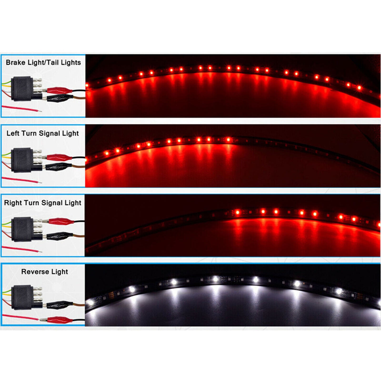 49" Truck Tailgate Red White Light Bar LED Strip Reverse Brake Turn Signal Lamp
