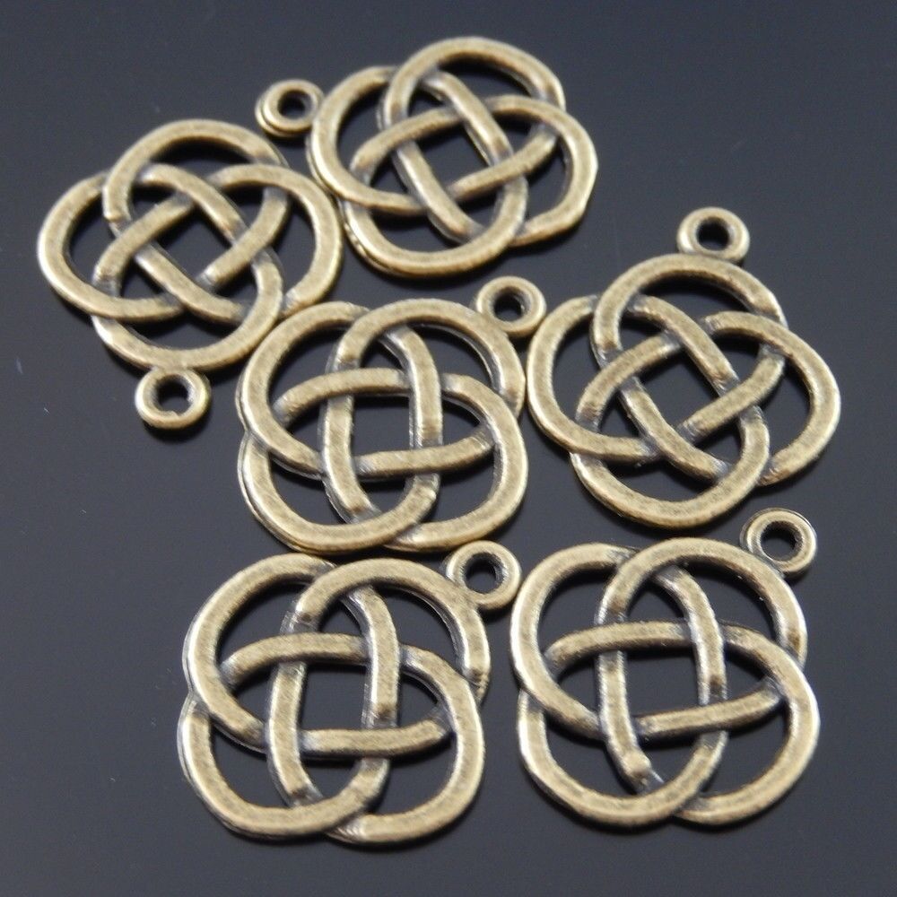 50pcs Antiqued Bronze Alloy Chinese Knot Shaped Pendant Jewelry Accessory Crafts