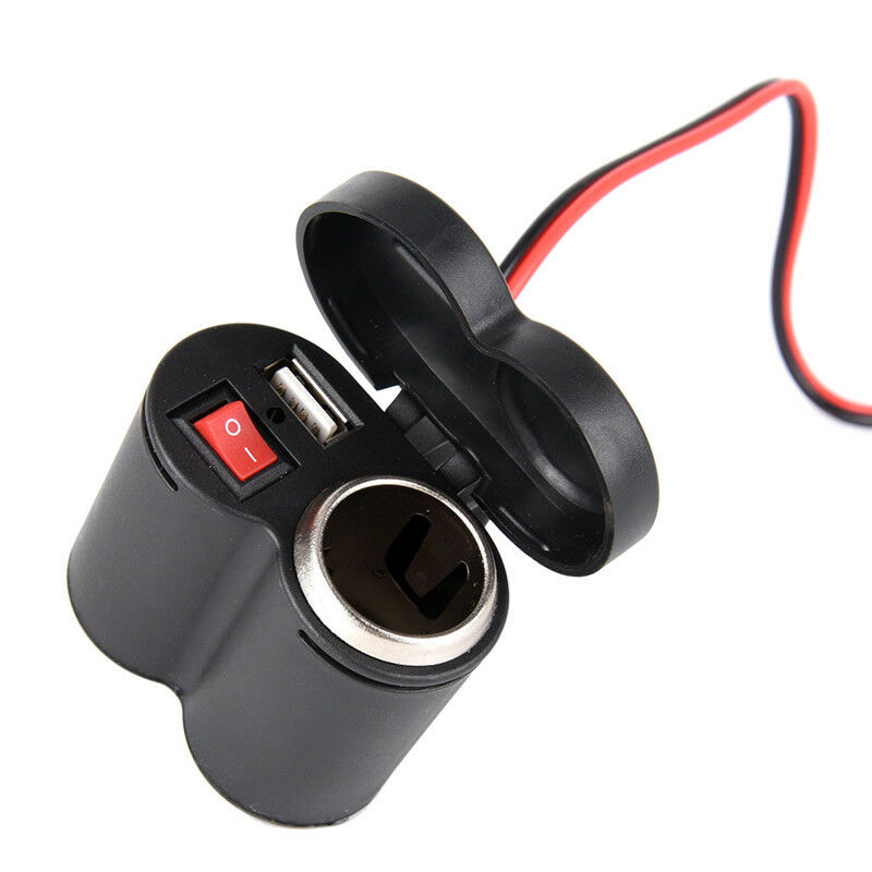 12V-24V Waterproof Motorcycle/Bike Cigarette Lighter Charger Socket USB Powe Tt