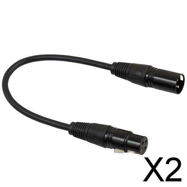 2X Microphone Lead / Mic Cable / XLR Patch Lead Male to Female Plugs 1ft Black