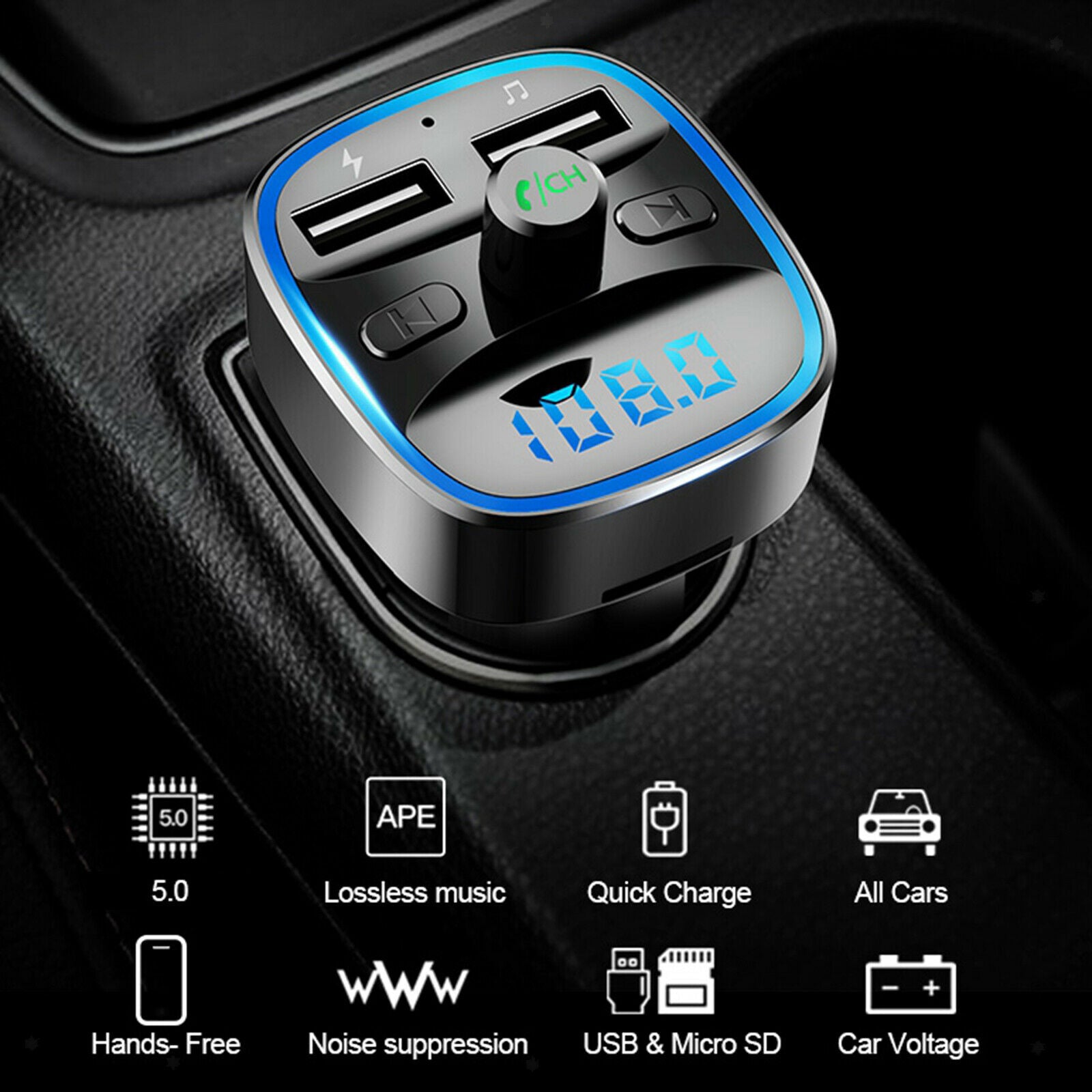 Wireless Car MP3 Player FM Transmitters Multifunction Hands-Free Calling
