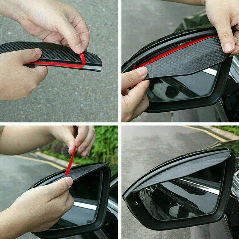 2pcs  Carbon Sunshade Snow Guard Weather Shield Cover Car Side Rear View Mirror