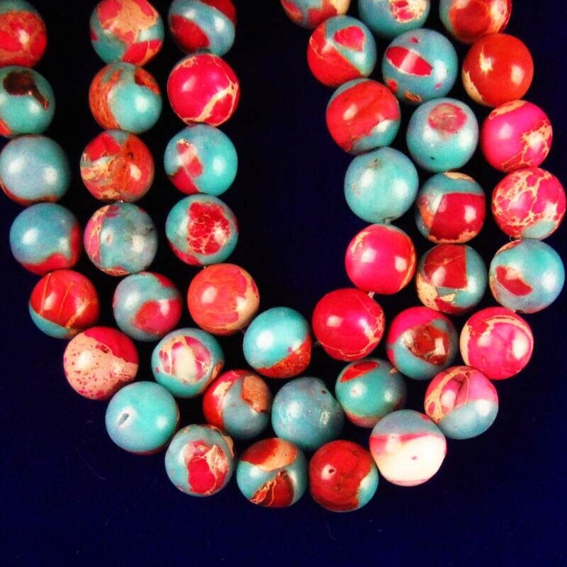 6mm Red & Blue Man-made Sea Sediment Jasper Ball Loose Bead 15.5 inch A-508DHS