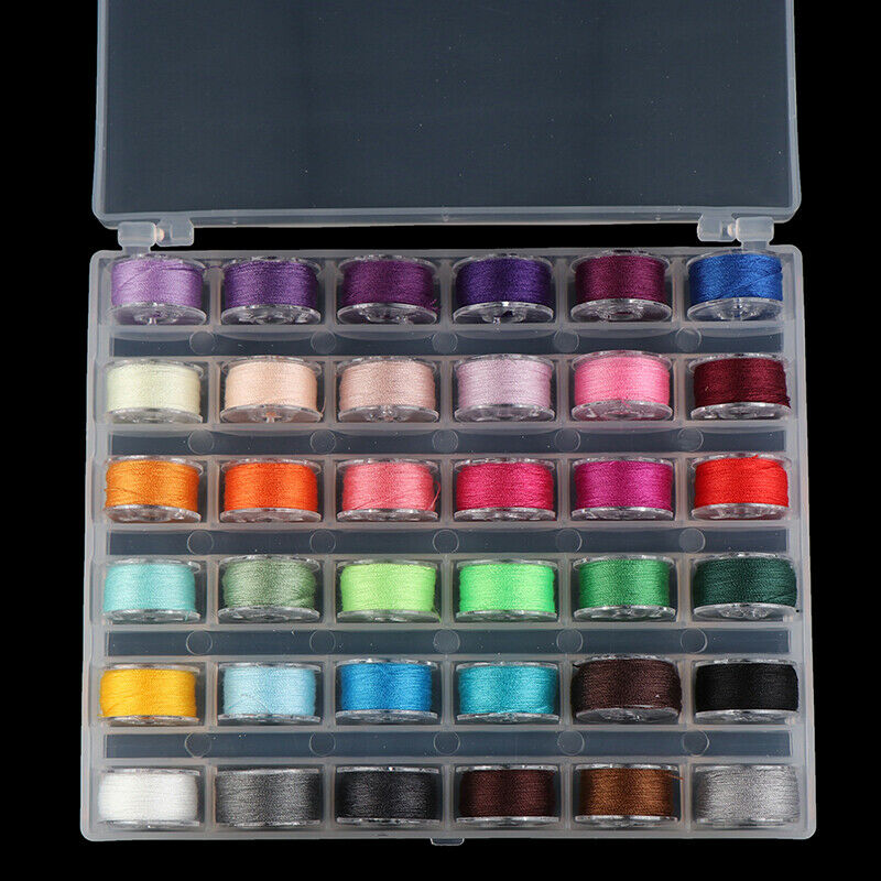 36Pcs Colorful Spools + Empty Bobbins Case Organiser Set Sewing AccessoriesBDAU