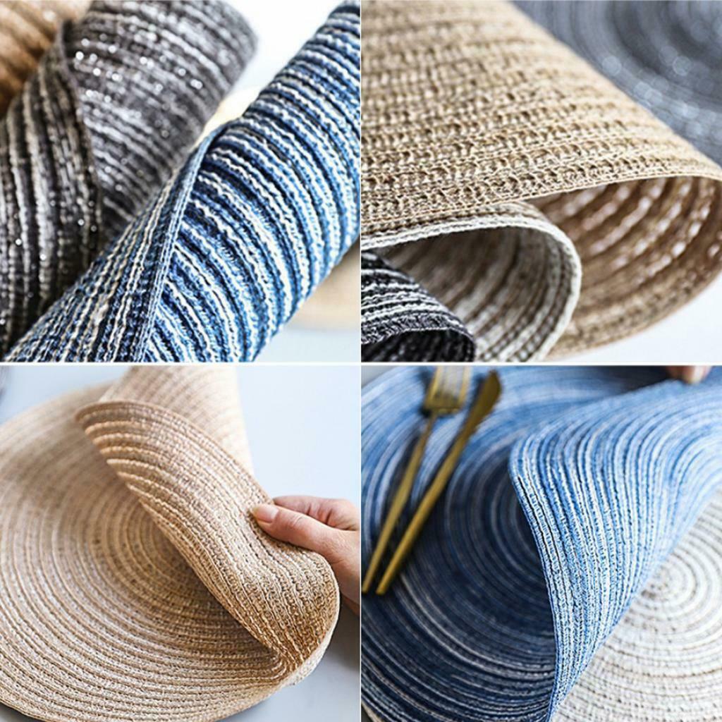 4PCS Round Braided Placemat Tablemat Bordered Table Mat for Kitchen Wedding