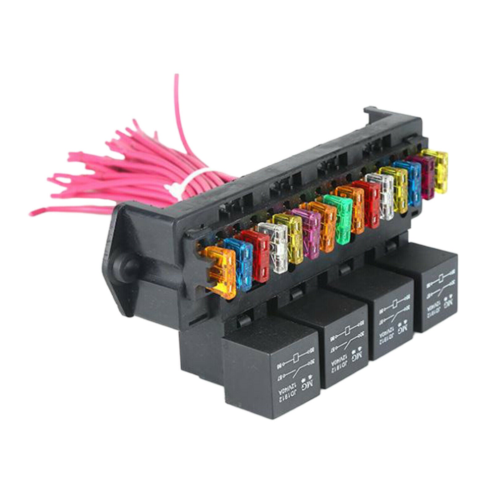 Car Boat 15-way Fuse Box Block Holder w/Relay Socket Base Wiring Harness