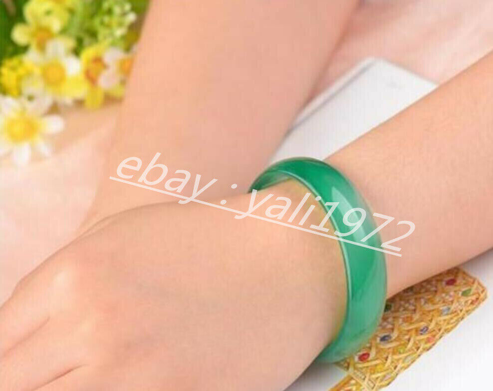 100% Natural Beautiful A Grade Green Agate Chalcedony Bangle Bracelet 58-60mm