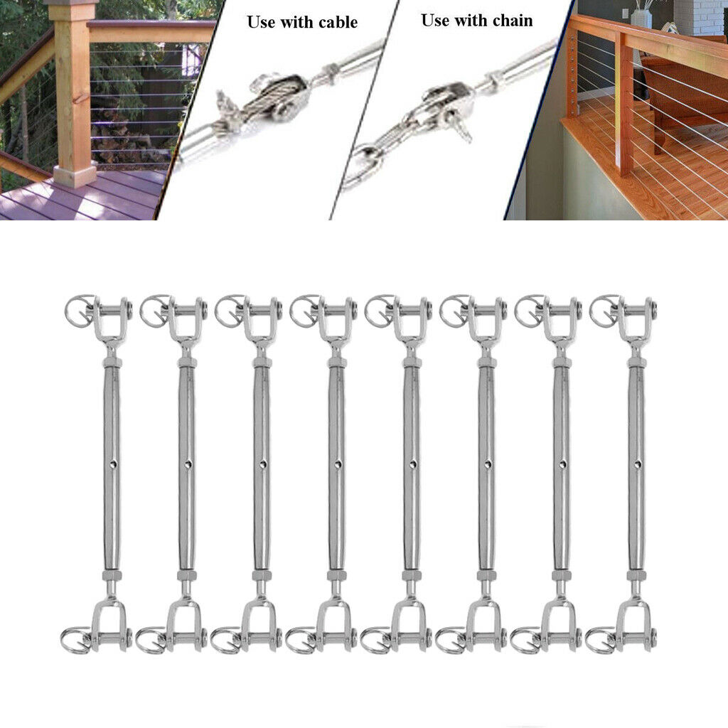 8x Stainless Steel Jaw Turnbuckles Wire Rigging Screws for Sailboat M5
