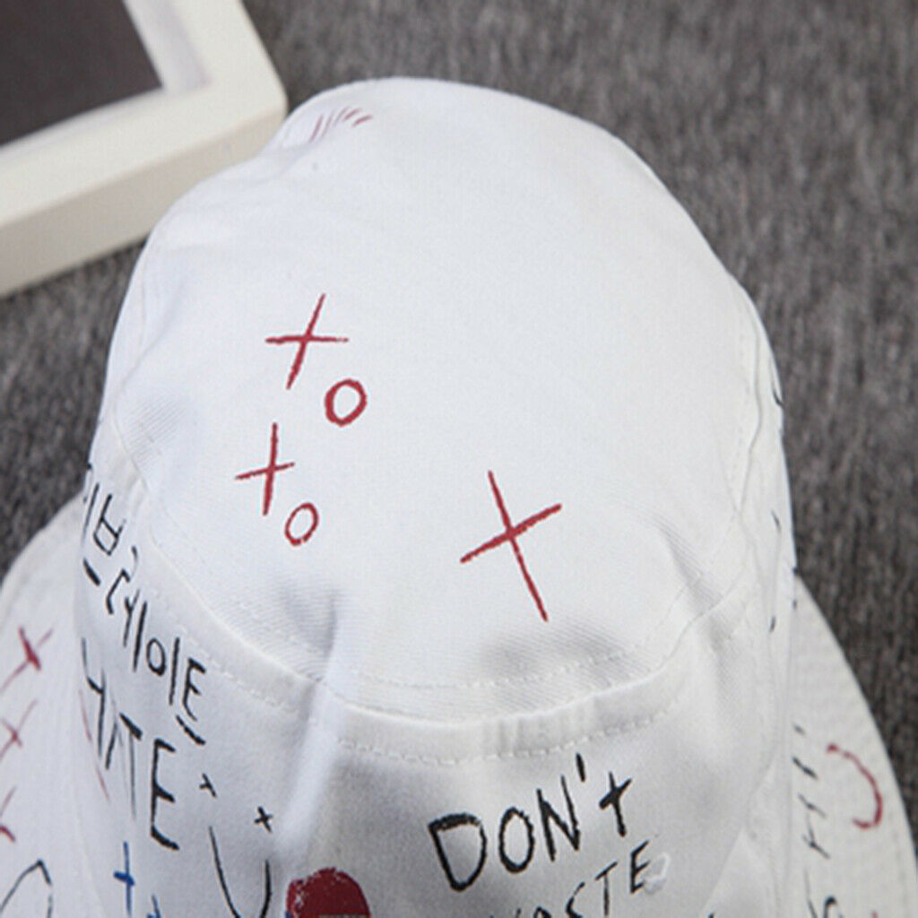 Creative Graffiti Bucket Hat Men Women Sun Hat Spring Hiphop Style Cap White