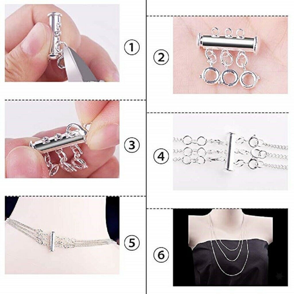 6x Multi-strand Magnetic Slide Lock Clasps Connectors for DIY Components