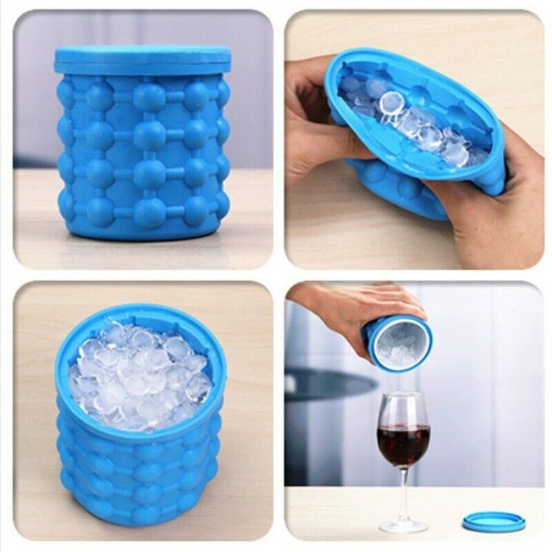 Summer Ice Cube Maker Genie Silicone Wine Ice Bucket Big Ice Cube Tray Mold Cup