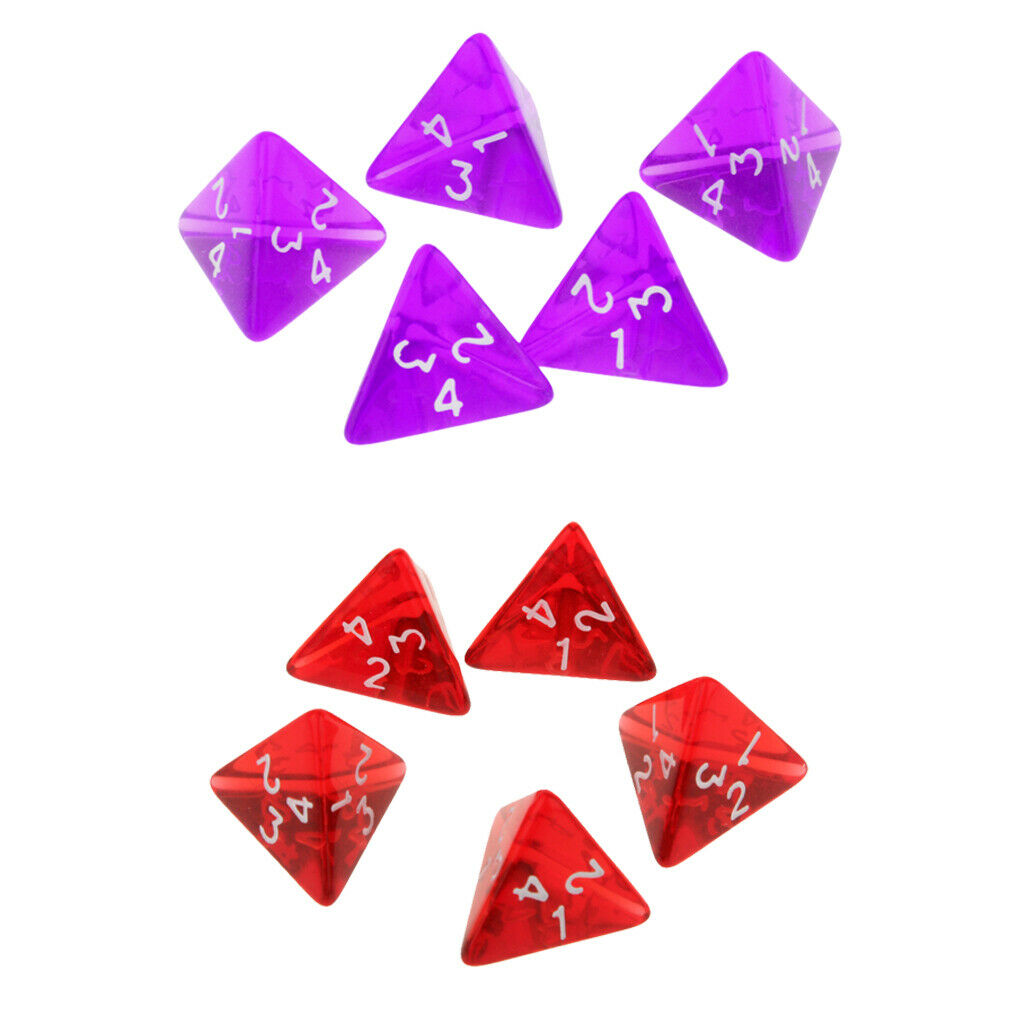 10x Polyhedral Dices D4 Dice Set for   Games, Purple + Red