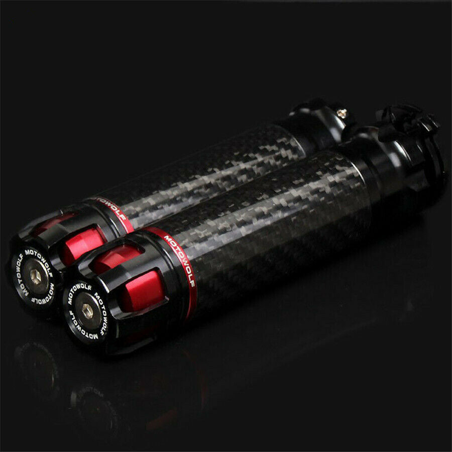 Carbon Fiber 7/8 "  Motorcycle Handlebar Hand Grips Red & Black 22mm