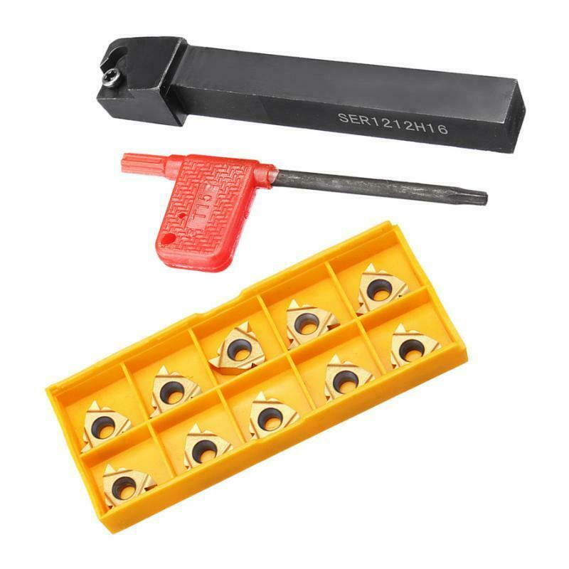 SER1212H16 CNC Lathe 4in Turning Holder Kit w/ 10x 16ER AG60 Inserts Blades