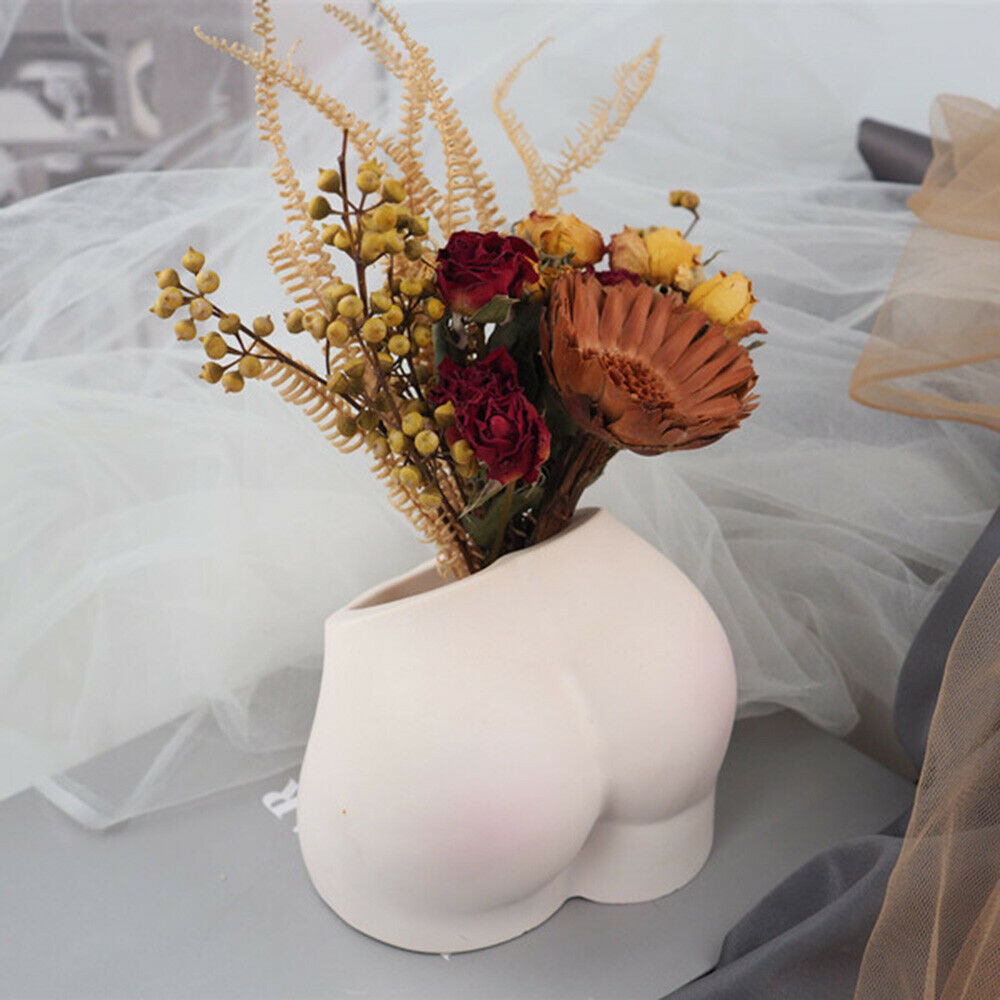 Hip Silicone Mold Concrete Flowerpot Ass Shape Cement Vase Pen Holder Art DIY