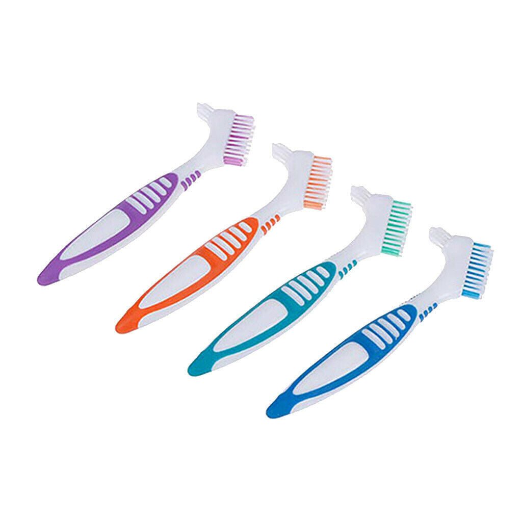4x Denture Dedicated Brushes Food Residue Removal Oral Care Toothbrush