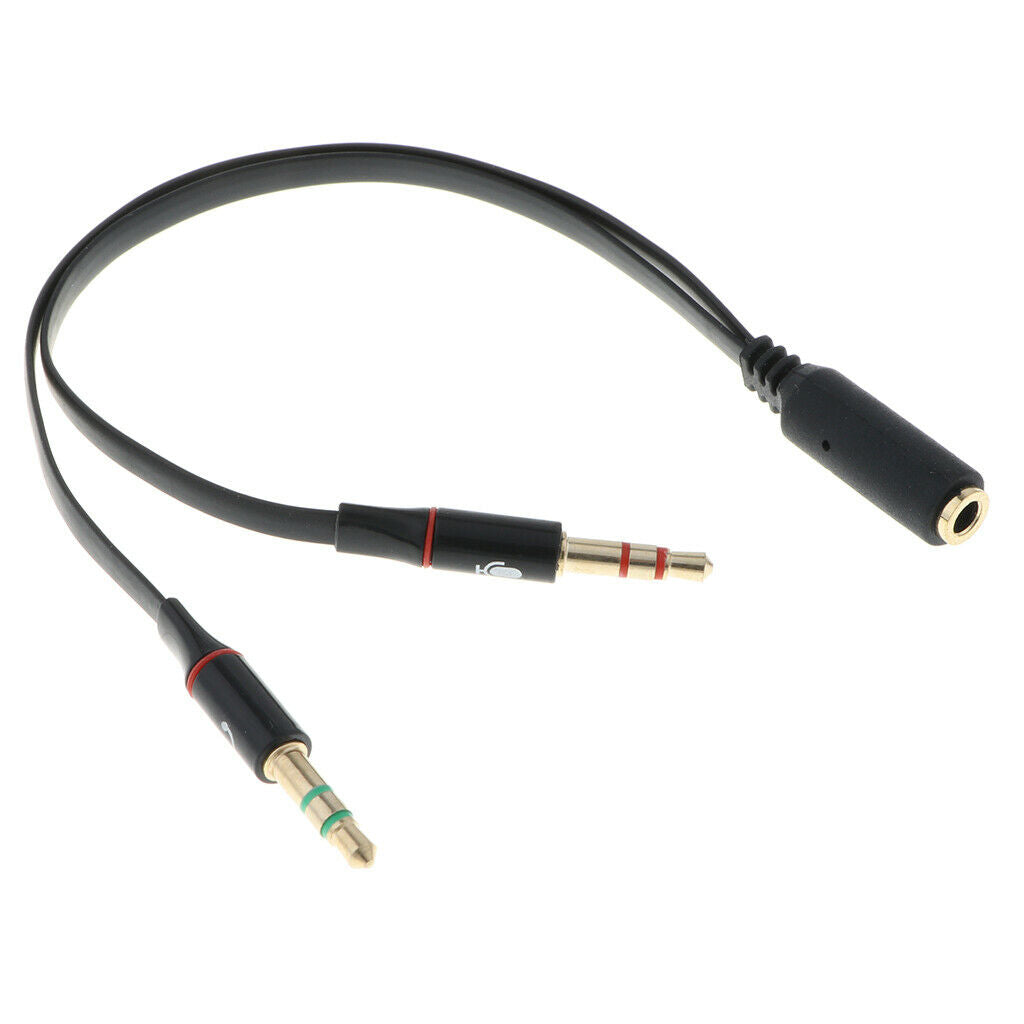 Audio Headphone Mic Splitter Cable 3.5mm Female to Dual Male For PC