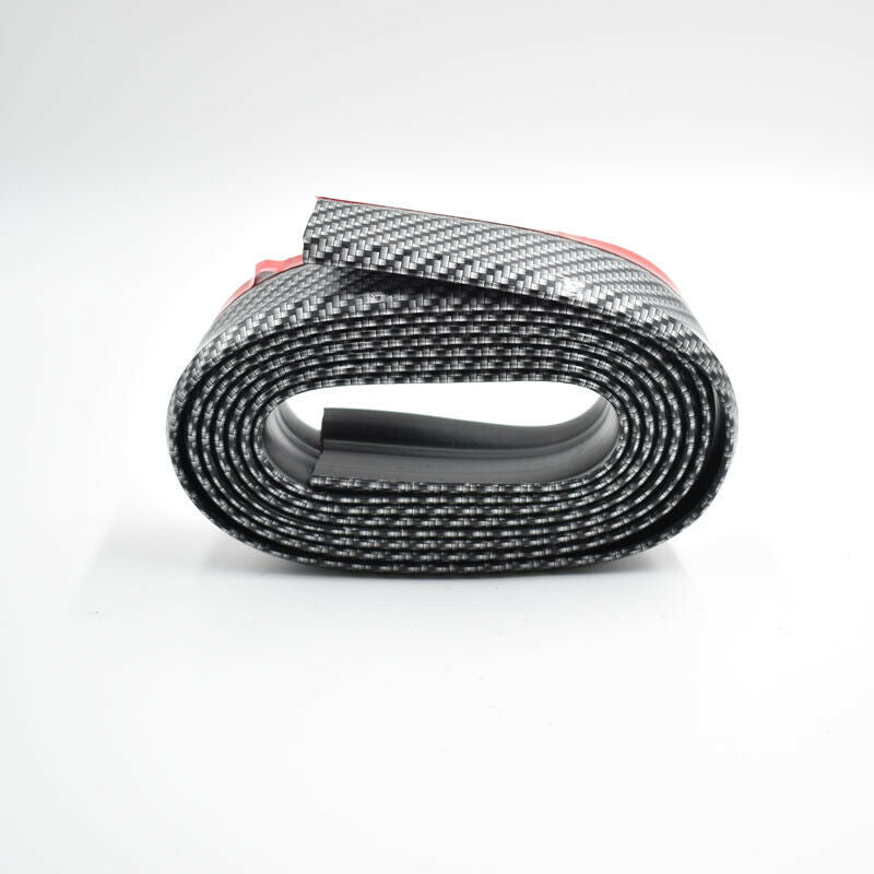 2.5M Black Car Front Bumper Carbon Fiber Lip Splitter Chin Spoiler Body Kit Trim