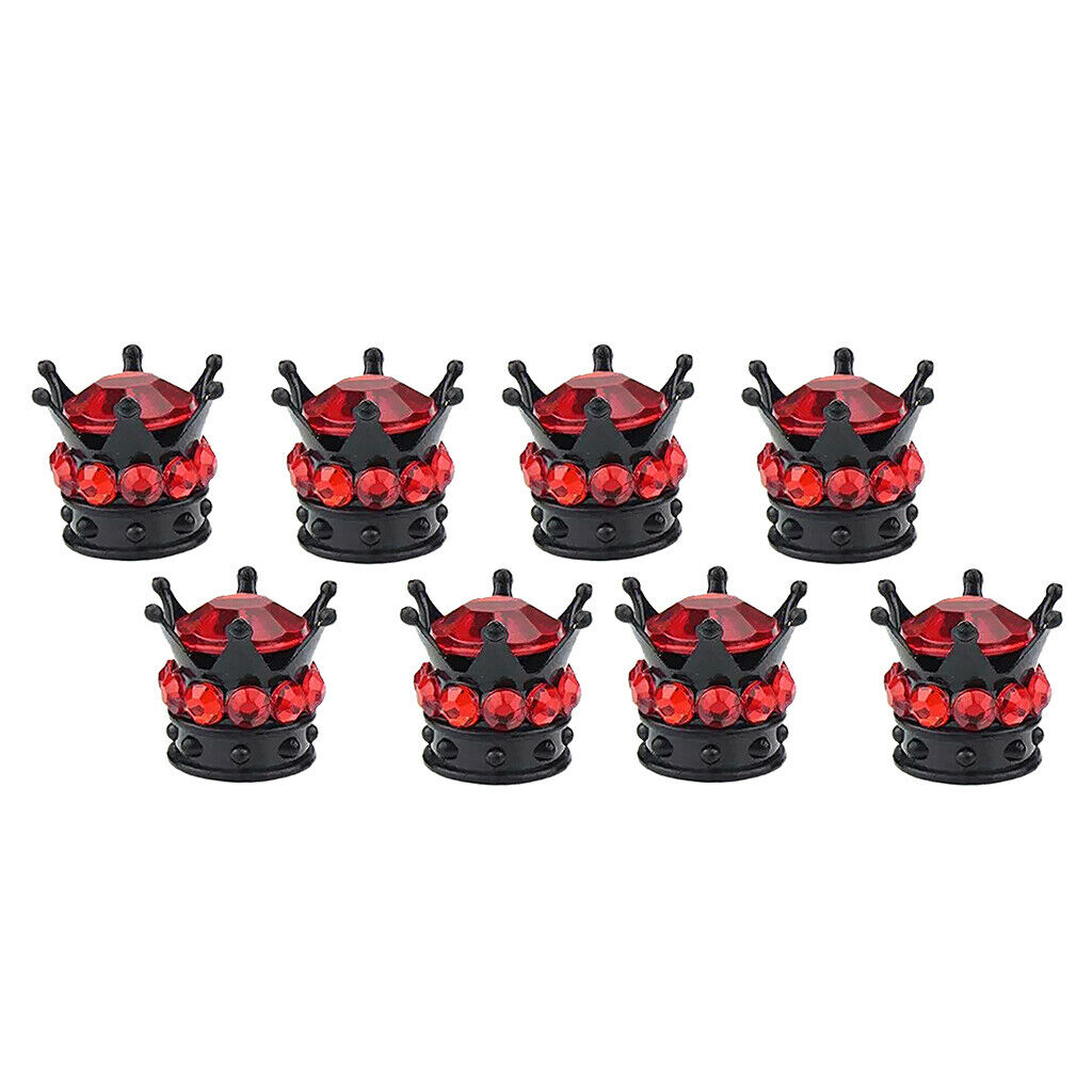 8x Crown Dust Valve Caps Tyre Valve Stems Dust Cap Air Dustproof Cover