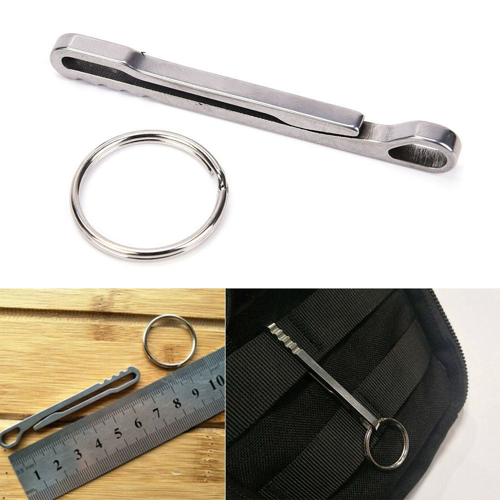 Stainless steel Pocket Suspension Clip EDC Keys Tools Keychain Load Holde.l8