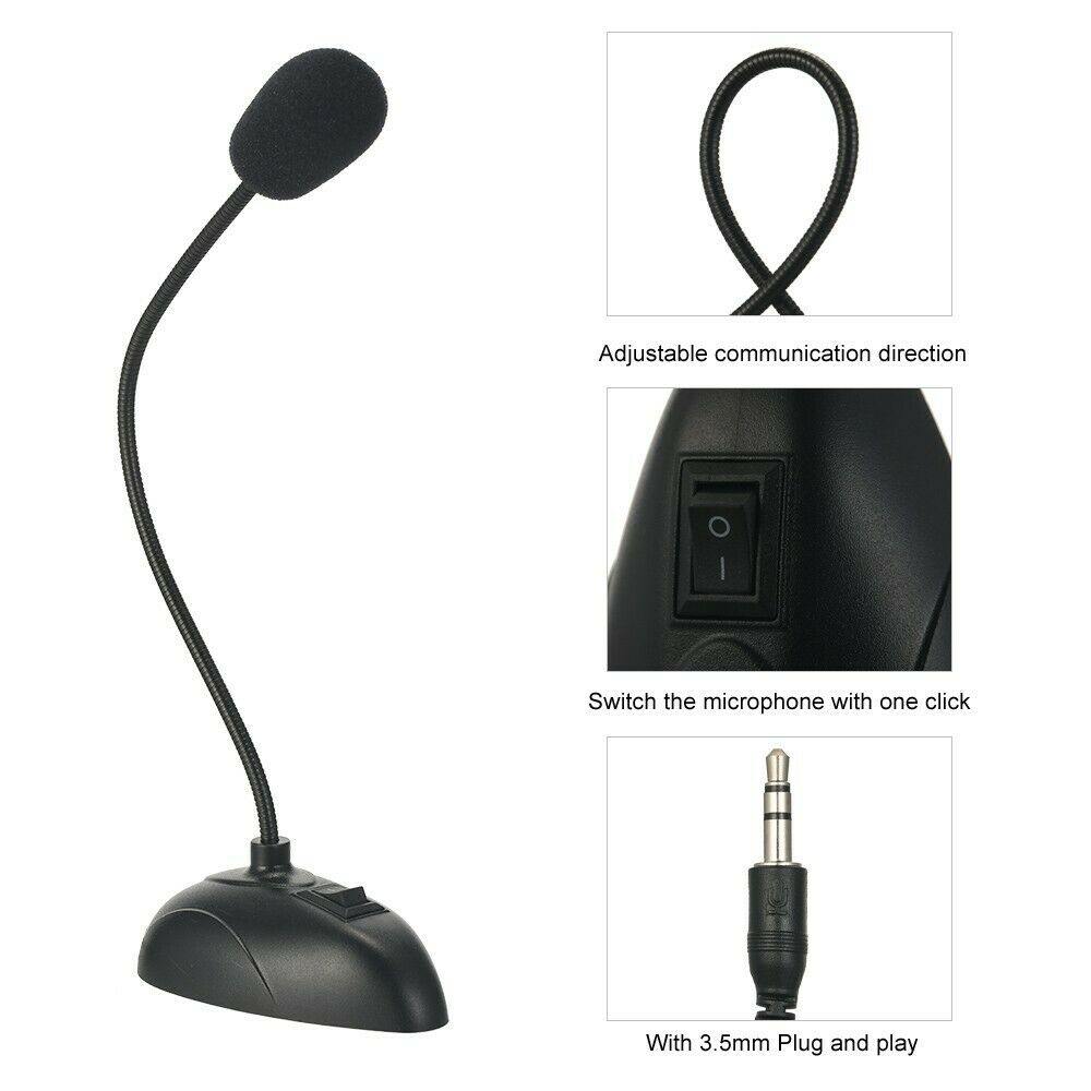 Flexible Stand Mini Studio Speech Microphone 3.5mm Plug Gooseneck Mic Wired for